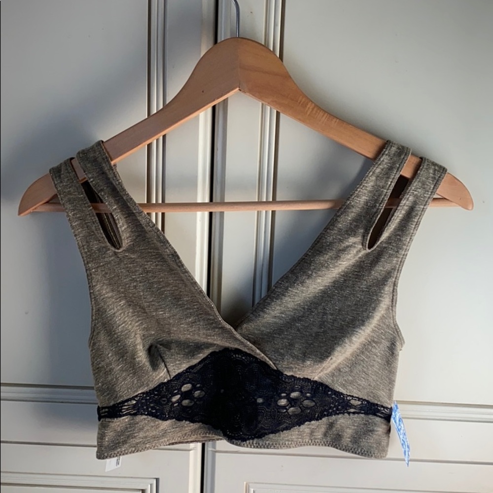 free people green and lace bralette top
